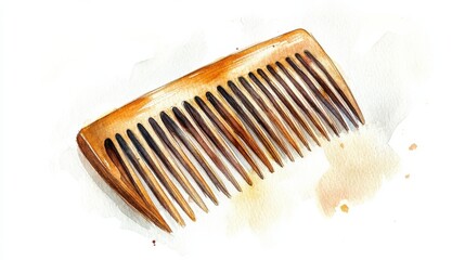 A wooden hair comb resting on a textured background showcasing its sleek design and natural finish during a quiet afternoon