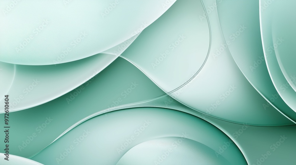 Poster abstract waves in soft mint tones create a serene and modern visual experience.