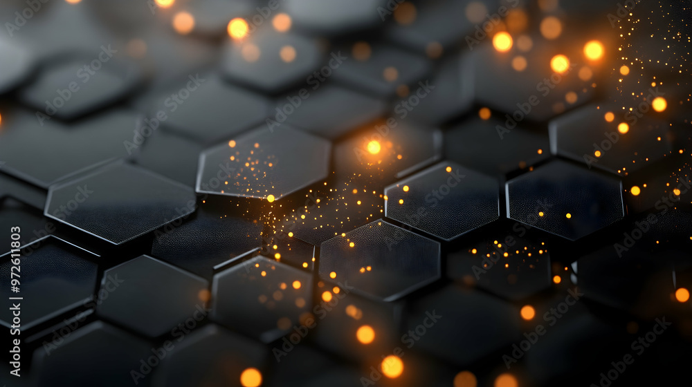 Poster abstract hexagonal background with glowing lights