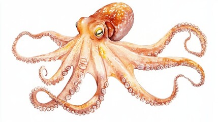 Fototapeta premium Realistic depiction of a vibrant octopus swimming through coral reefs in a tropical ocean during daylight hours