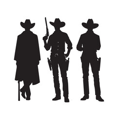 Cowboy silhouette. Cowboy with horse silhouette. Cowboy vector design isolated on white background.