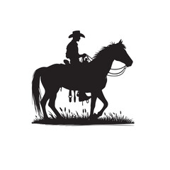 Cowboy silhouette. Cowboy with horse silhouette. Cowboy vector design isolated on white background.