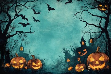 illustration of Halloween frame for greeting card