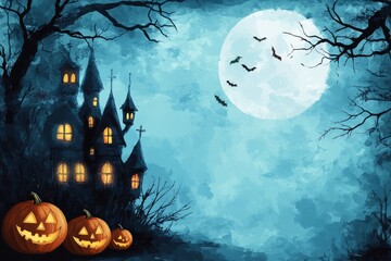 illustration of Halloween frame for greeting card