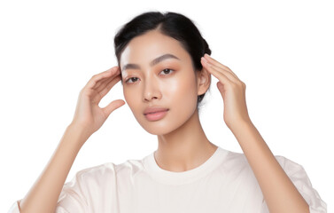 Fototapeta premium PNG Young beautiful asian woman in skincare and beauty routine portrait adult contemplation.