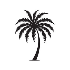 Palm tree vector design isolated on white background. Palm tree logo, icon, sign. Tropical palm tree illustration.