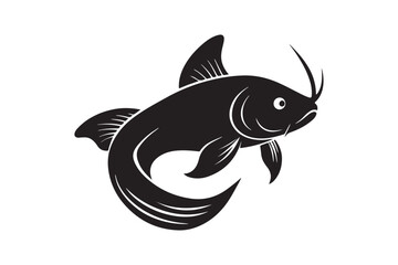 Catfish silhouette vector illustration, Catfish silhouette vector, Catfish silhouette PNG