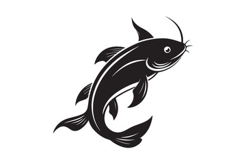 Catfish silhouette vector illustration, Catfish silhouette vector, Catfish silhouette PNG