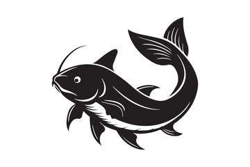 Catfish silhouette vector illustration, Catfish silhouette vector, Catfish silhouette PNG