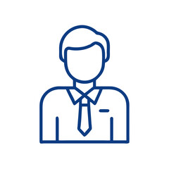 Obraz premium Office worker man icon in minimalist style and blue color