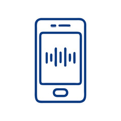 Smartphone icon in minimalist style and blue color