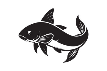 Catfish silhouette vector illustration, Catfish silhouette vector, Catfish silhouette PNG