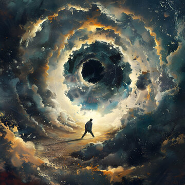 Rebirth From Ruin: A person breaking free from the vicious cycle of addiction, rising above their struggles and finding a new path to inner peace and self-discovery.