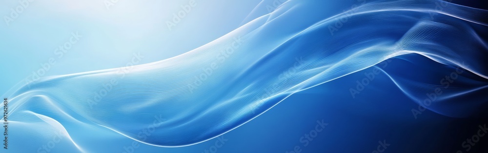 Aufkleber Soft blue waves create a tranquil atmosphere, blending light and shadow in a serene abstract composition