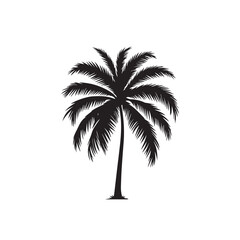 Palm tree silhouette. Tropical palm tree vector design. Palm tree logo, icon black and white.