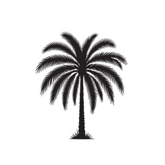 Palm tree silhouette. Tropical palm tree vector design. Palm tree logo, icon black and white.