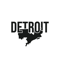 detroit city symbol, map icon with vector silhouette