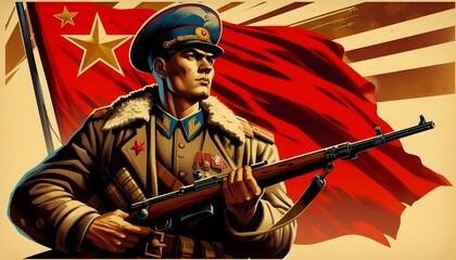 Epic illustration of a Soviet soldier
