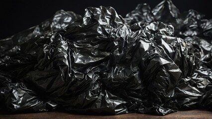 black crumpled paper bag dark background