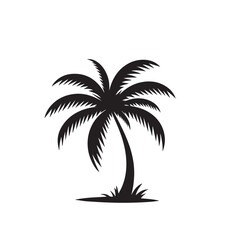 Fototapeta premium Palm tree silhouette. Tropical palm tree vector design. Palm tree logo, icon black and white.
