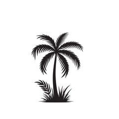 Palm tree vector design isolated on white background. Palm tree logo, icon, sign. Tropical palm tree illustration.