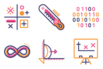 Bright scientific and mathematical symbols for education