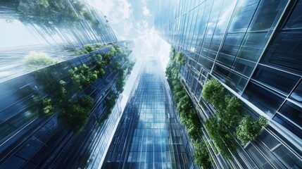 Green Cityscape: Skyscrapers with Greenery