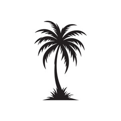 Palm tree vector design isolated on white background. Palm tree logo, icon, sign. Tropical palm tree illustration.