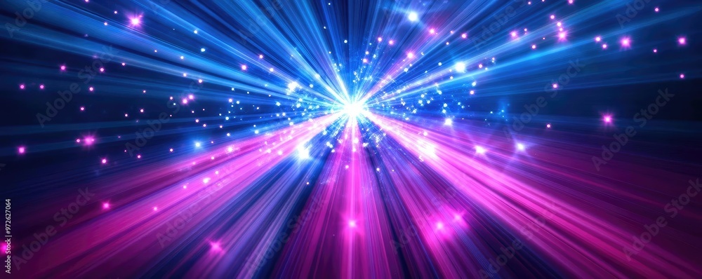 Poster a vibrant burst of colorful light rays creating a stunning visual effect, perfect for backgrounds or