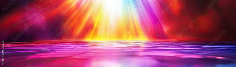 Poster A vibrant display of color and light reflecting on water, creating a serene and captivating visual experience.
