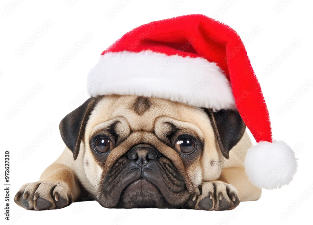 Wall mural PNG Santa pug mammal animal.