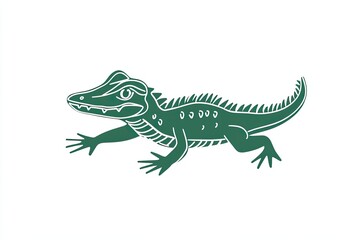 Naklejka premium Vector stylized logo of baby crocodile , isolated on white background