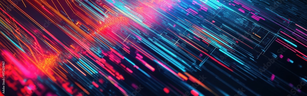 Fototapete vibrant abstract lines in motion create a dynamic digital effect showcasing energy and creativity