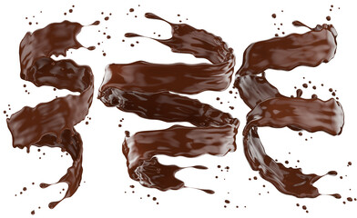 set of chocolate splashes isolated on a white background. 3d render