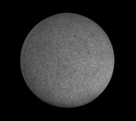 speckled grey gray marble stone Ball isolated on black background. illustration is of a round white stone. Set on dark backdrop.