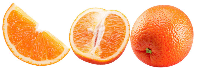 set of orange with slices isolated on a white background.Clipping path