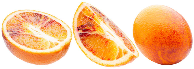 set of orange with slices isolated on a white background.Clipping path
