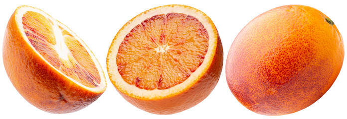 set of orange with slices isolated on a white background.Clipping path