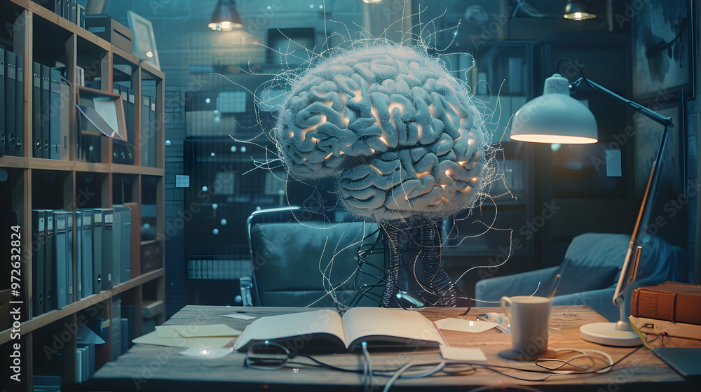 Poster the neural network navigator: a brain-computer interface, connected to a swirling mass of synaptic w
