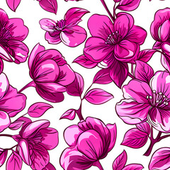 Seamless design. Colorful abstract flowers bouquet on a cream color background.