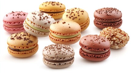 Fototapeta premium A delectable display of colorful macarons in various flavors arranged invitingly