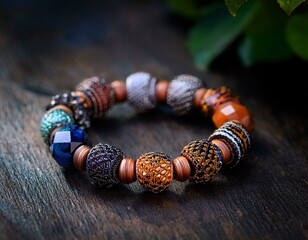 Handmade beaded stretch bracelet with gemstones.