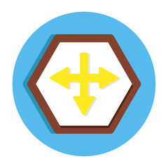 A colored design of direction arrows