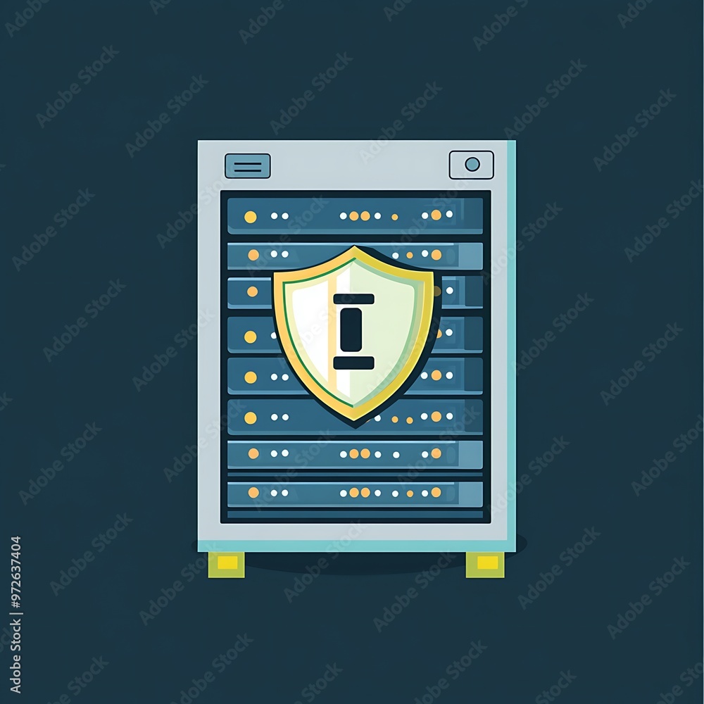Poster server with a shield and security icon