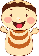 Cute kawaii bread. Bakery food cartoon character. Simple form. Vector drawing.