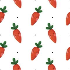 cute cartoon carrot seamless pattern on transparent background 
