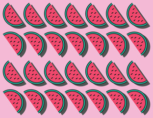 watermelon pattern for summer background. Watermelon half and sliced. Vector illustration