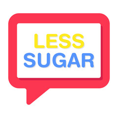 Conceptual flat design icon of less sugar chat 