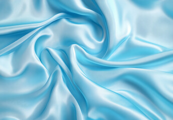 Obraz premium Blue satin fabric with soft folds and waves. Macro photography. Elegant textile concept for interior and textile design. Design for banner, wallpaper, and background