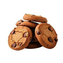 A Delicious Baking delicious chocolate chip cookies isolated  on a transparent background
